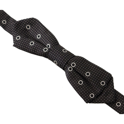 Dolce & Gabbana Dark Gray White Polka Dot 100% Silk Neck Papillon Tie