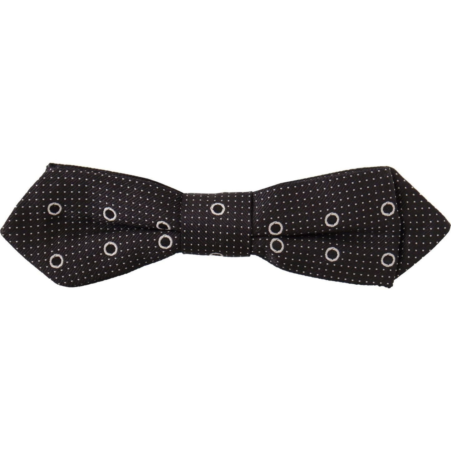 Dolce & Gabbana Dark Gray White Polka Dot 100% Silk Neck Papillon Tie