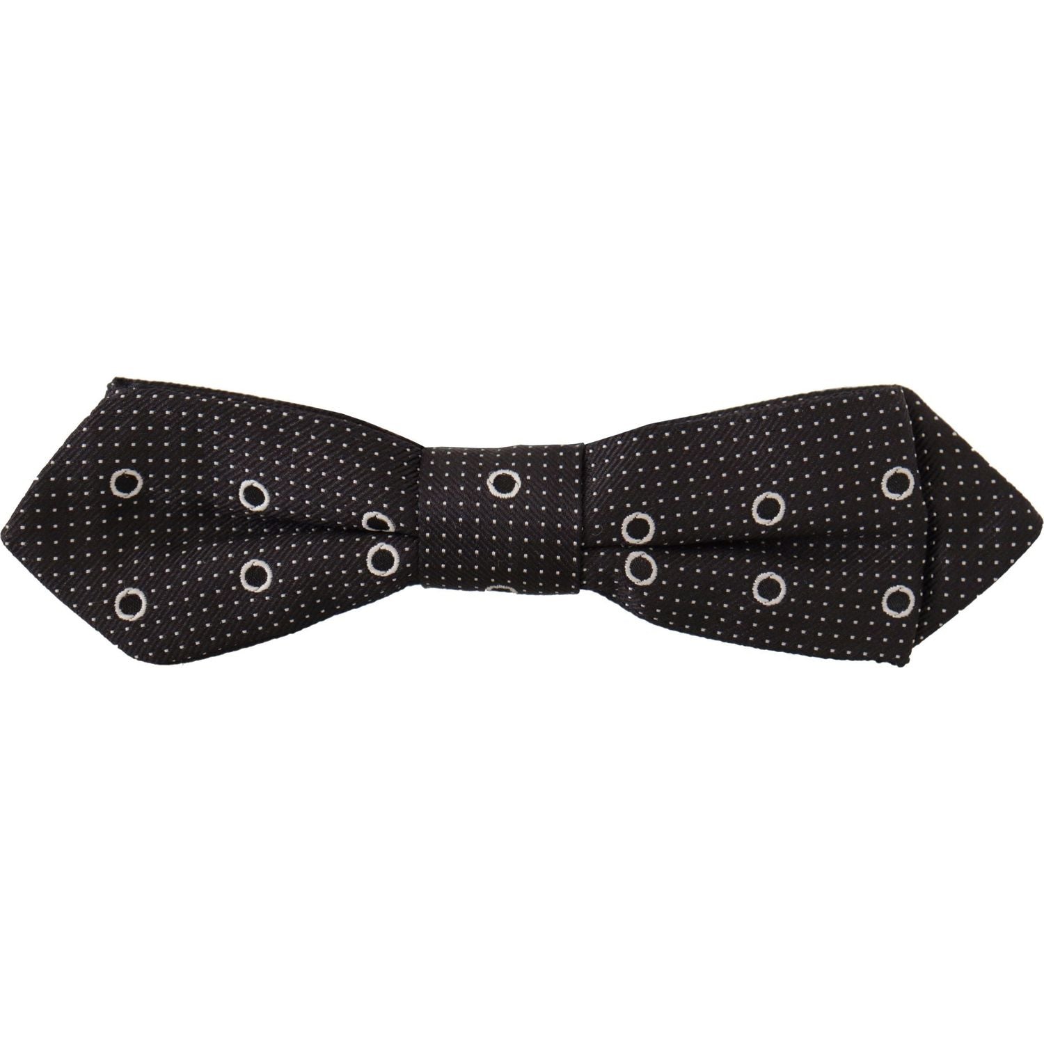 Dolce & Gabbana Dark Gray White Polka Dot 100% Silk Neck Papillon Tie