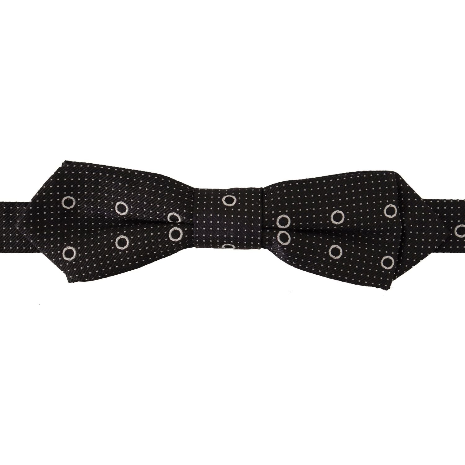 Dolce & Gabbana Dark Gray White Polka Dot 100% Silk Neck Papillon Tie