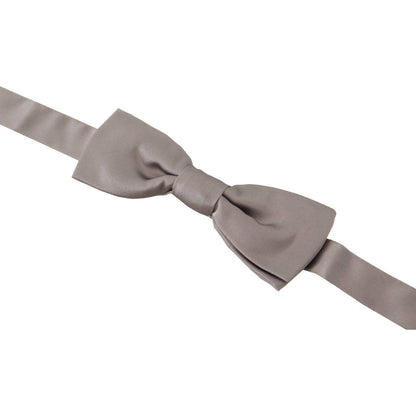 Dolce & Gabbana Silver 100% Silk Slim Adjustable Neck Papillon Tie