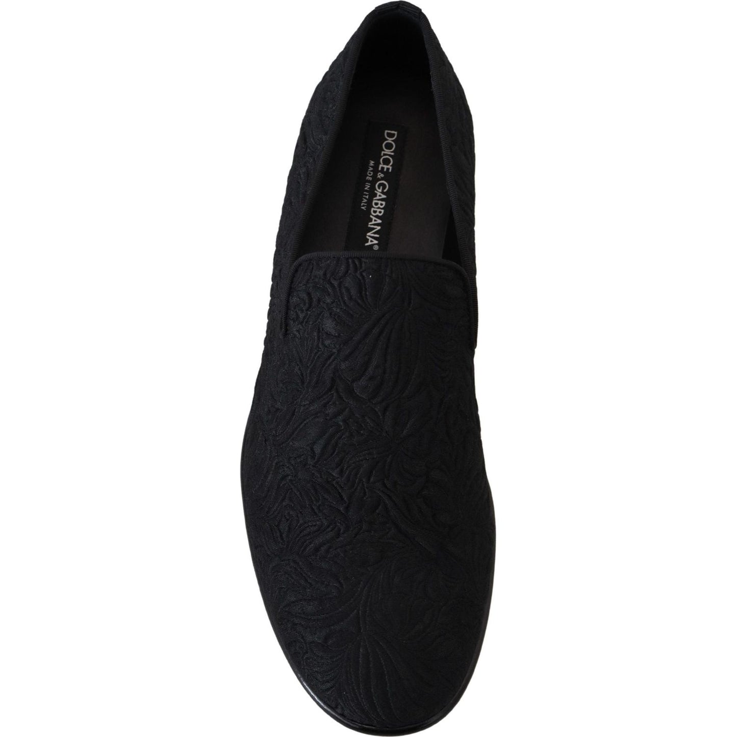 Dolce & Gabbana Black Floral Jacquard Slippers Loafers Shoes