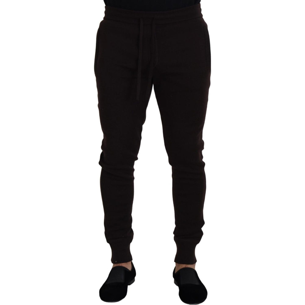 Dolce & Gabbana Brown Cashmere Trousers Bottoms Drawstring Pants