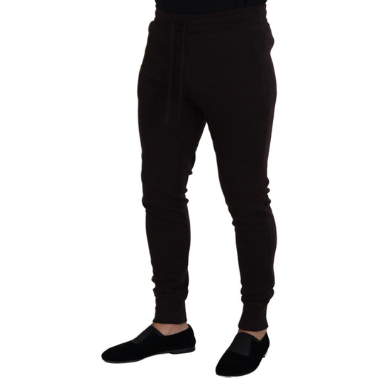 Dolce & Gabbana Brown Cashmere Trousers Bottoms Drawstring Pants