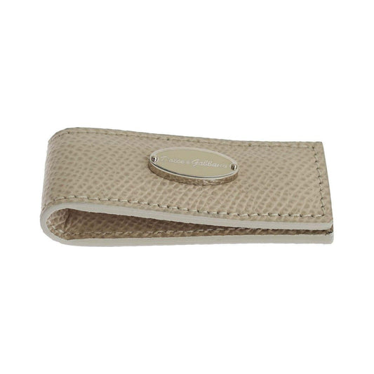 Dolce & Gabbana Beige Leather Magnet Money Clip SIG31661