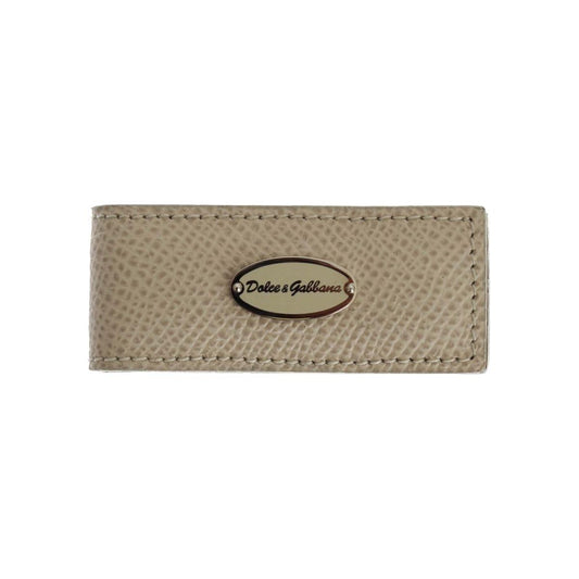 Dolce & Gabbana Beige Leather Magnet Money Clip SIG31661