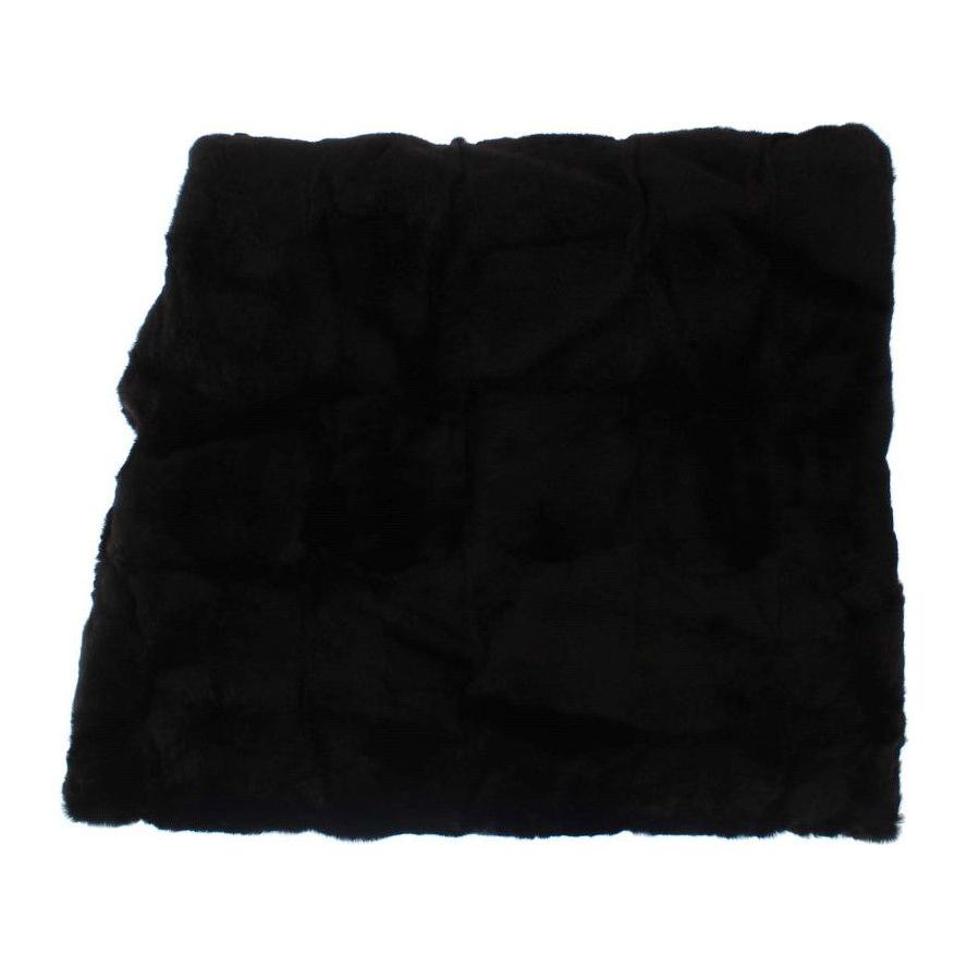 Dolce & Gabbana Black Weasel Fur Crochet Hood Scarf Hat Hood Scarf