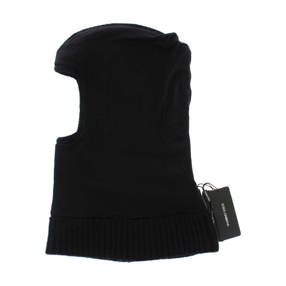 Dolce & Gabbana Black Knitted Sequin Hood Scarf Hat Hood Scarf