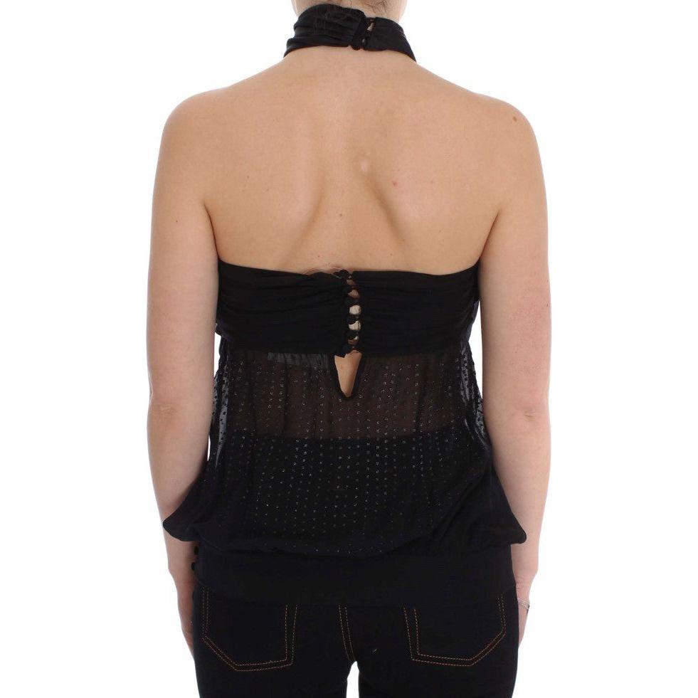 Exte Black Neck Wrap Top Blouse Exte