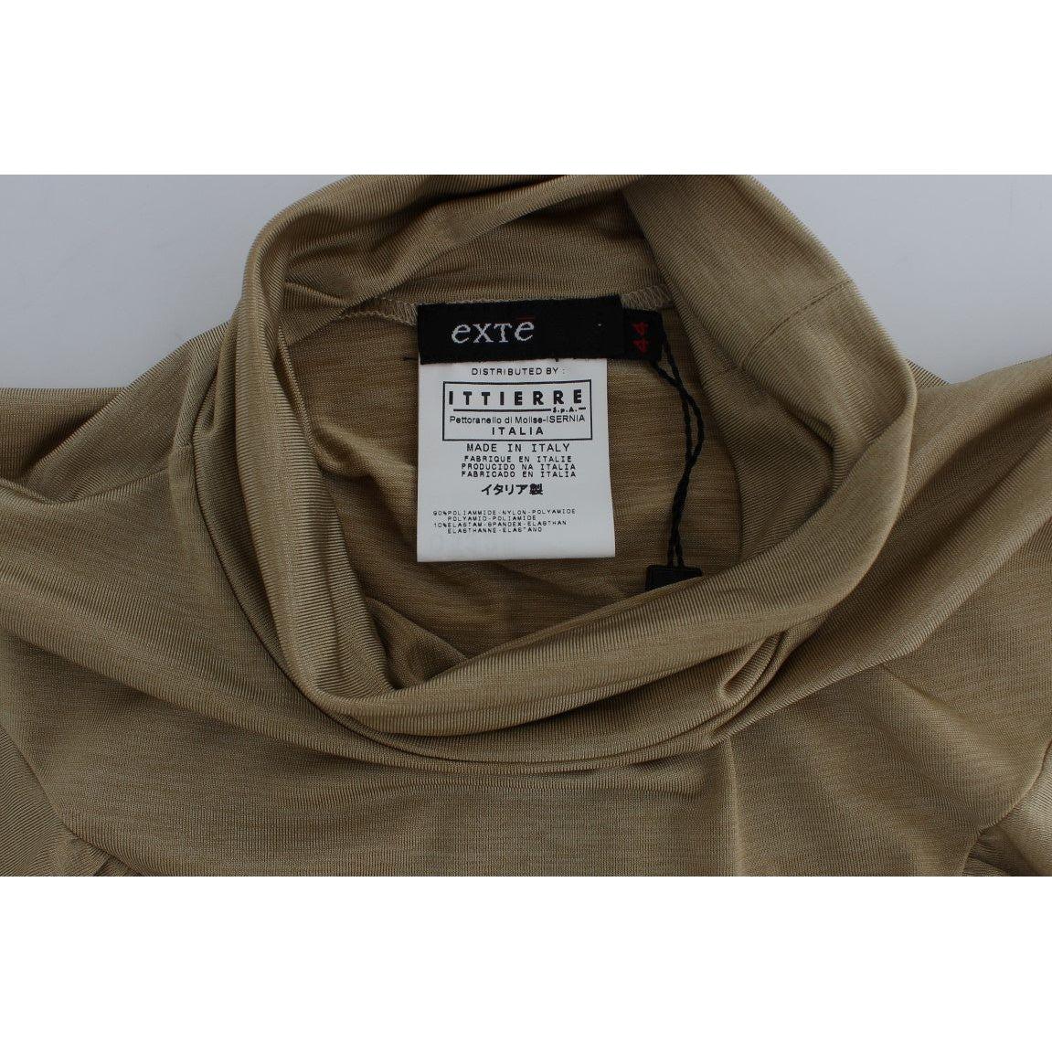 Exte Gold Nylon Turtleneck Top Blouse Exte