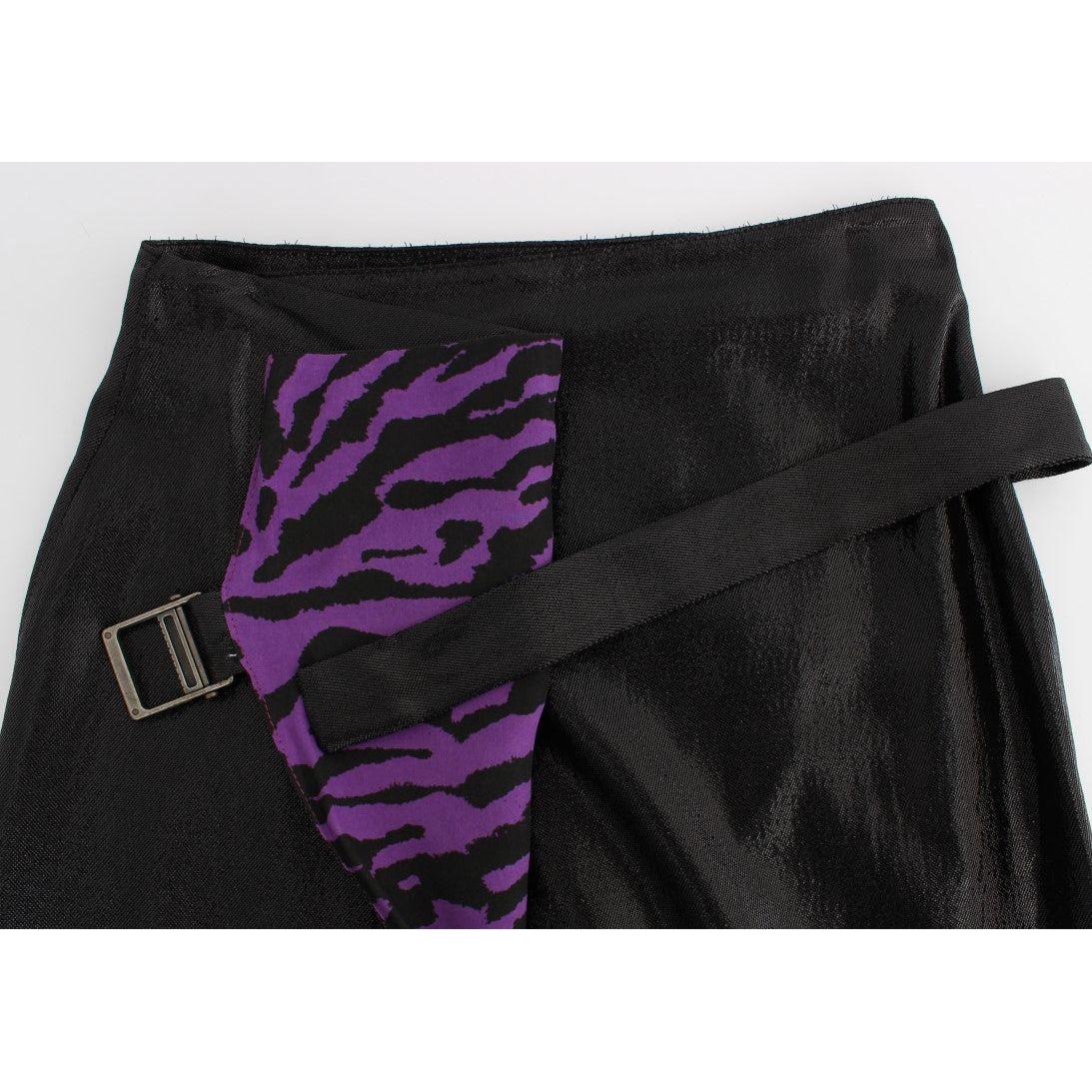 Exte Black Wool Silk Above Knee Straight Skirt