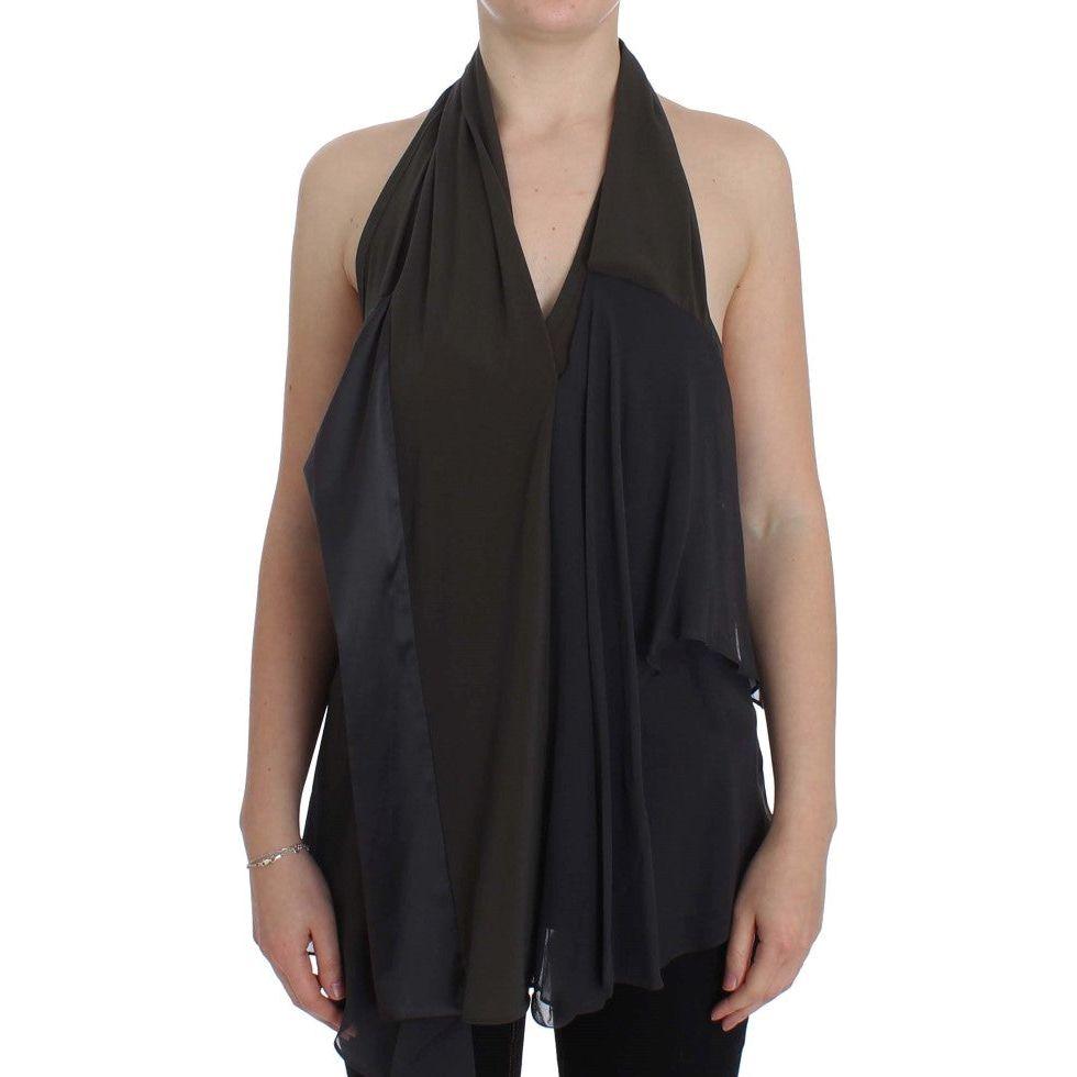 بلوزة أنيقة بدون أكمام من CORA GROPPO باللونين الرمادي والأزرق