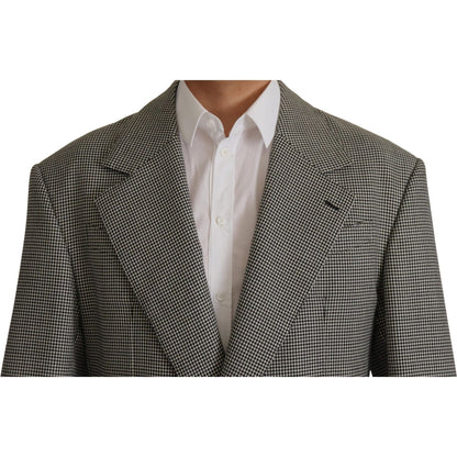 Dolce & Gabbana Gray Checkered Single Breasted Jacket Blazer