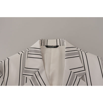 Dolce & Gabbana White Stripes Cotton Single Breasted Blazer