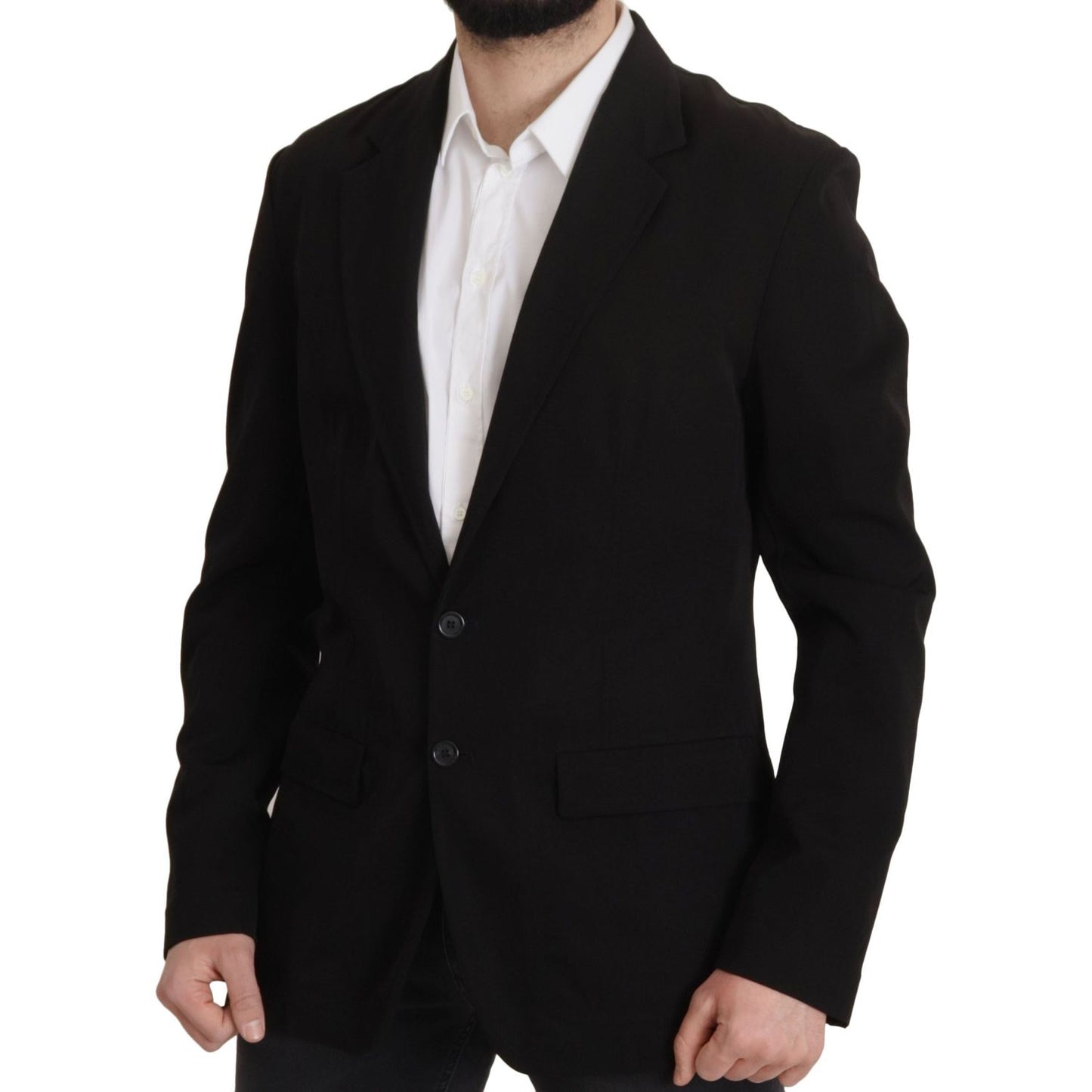 Dolce & Gabbana Black Wool Single Breasted Coat Blazer