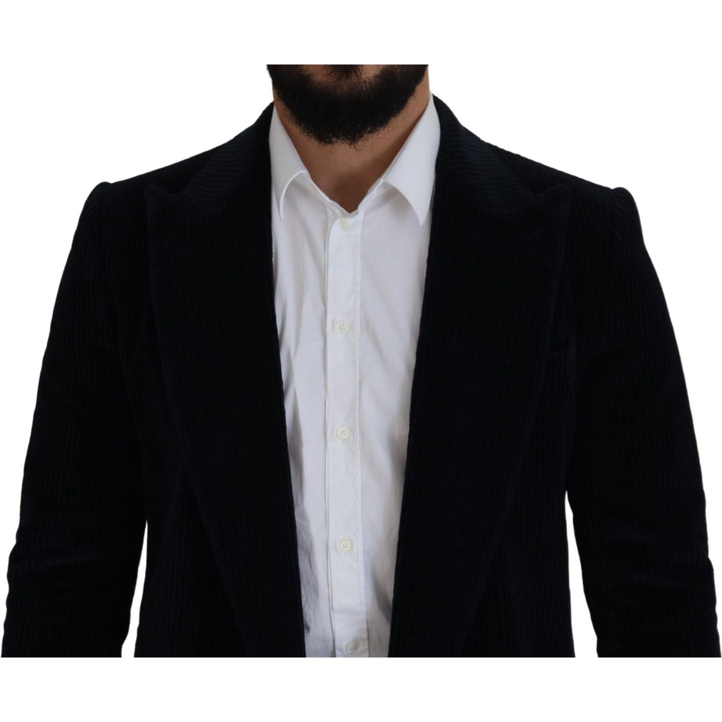Dolce & Gabbana Black Cotton Cardigan Long Coat Men Jacket JKT3392- 46