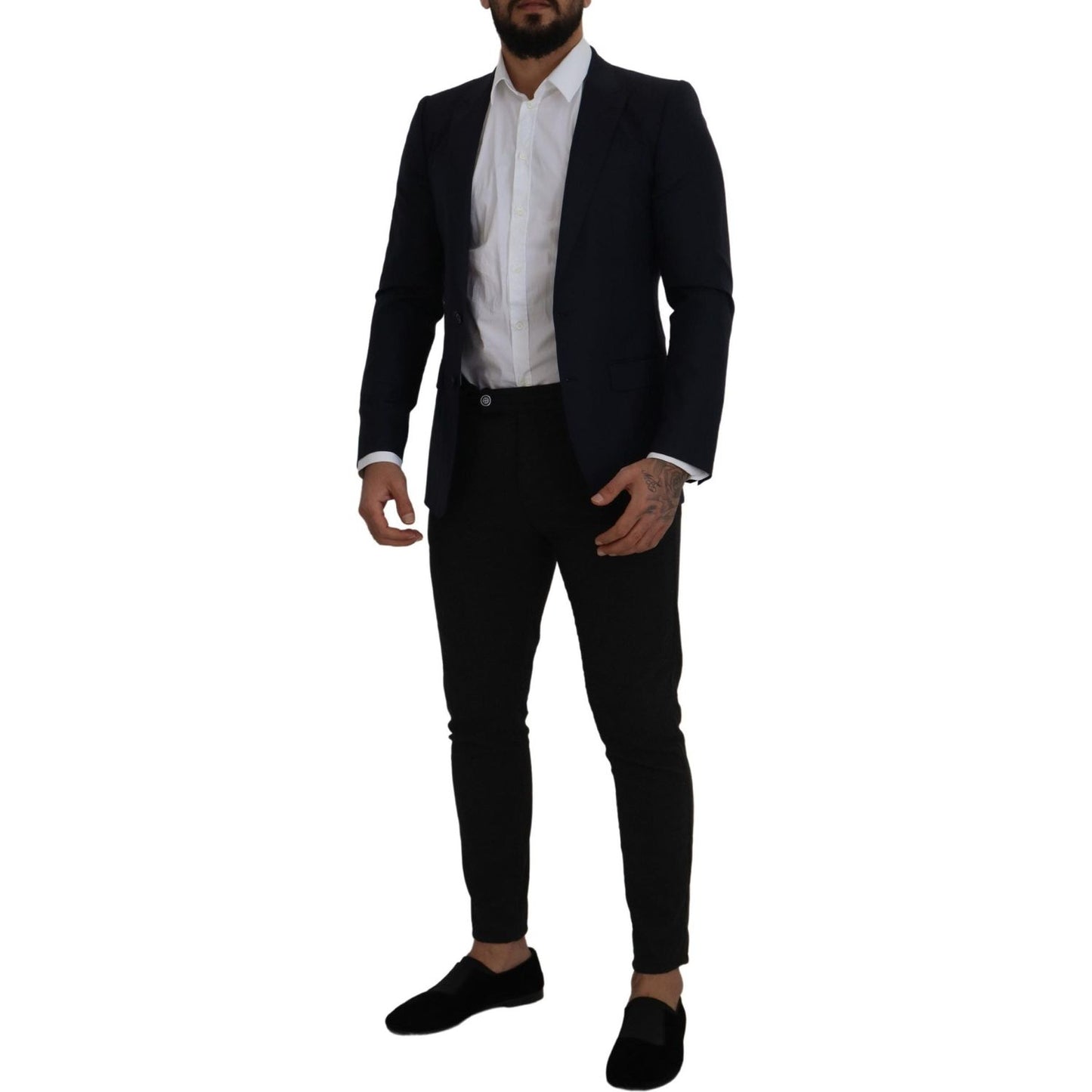 Dolce & Gabbana Blue Wool Single Breasted Coat Blazer