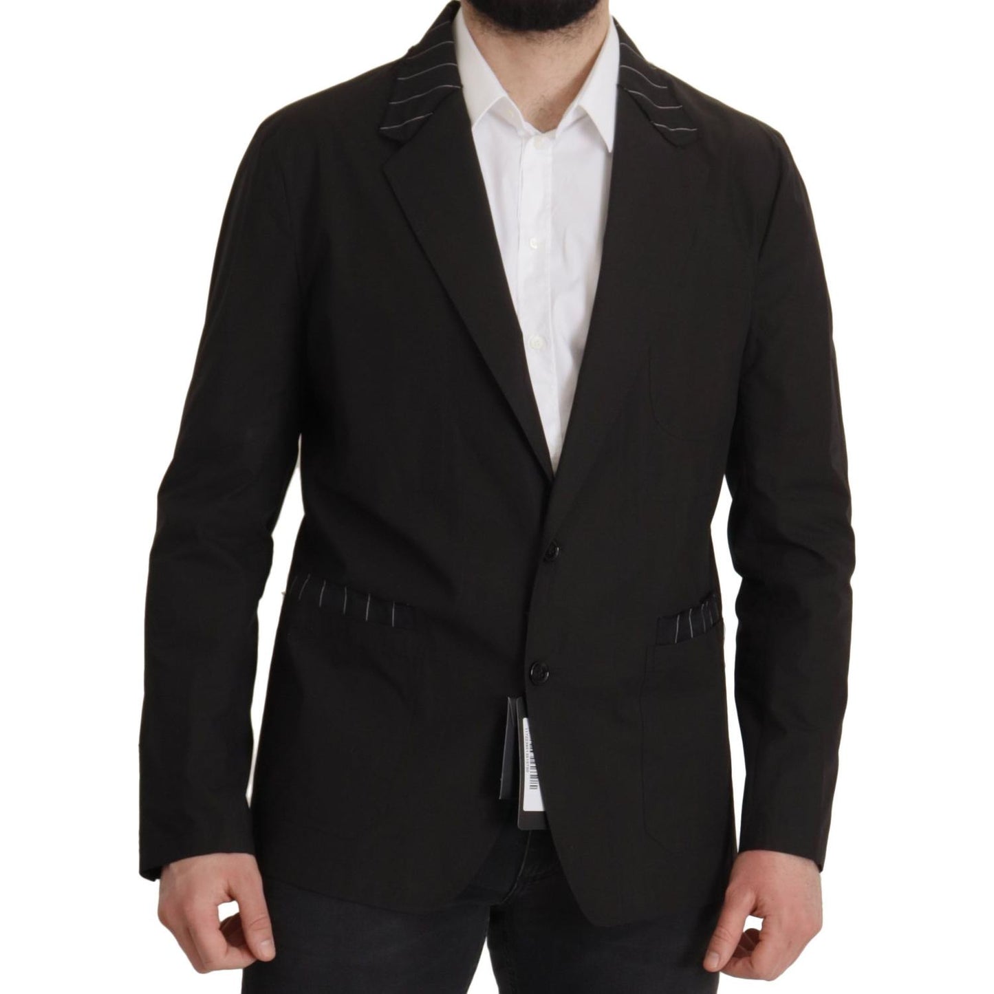 Dolce & Gabbana Black Cotton Single Breasted Blazer Jacket JKT3414- 52