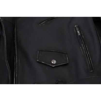 Dolce & Gabbana Black Leather Biker Coat Zipper Jacket