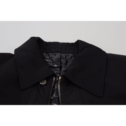 Dolce & Gabbana Black Wool Collared Full Zip Jacket