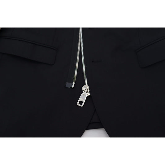 Dolce & Gabbana Black Wool Full Zip Long Sleeves Jacket