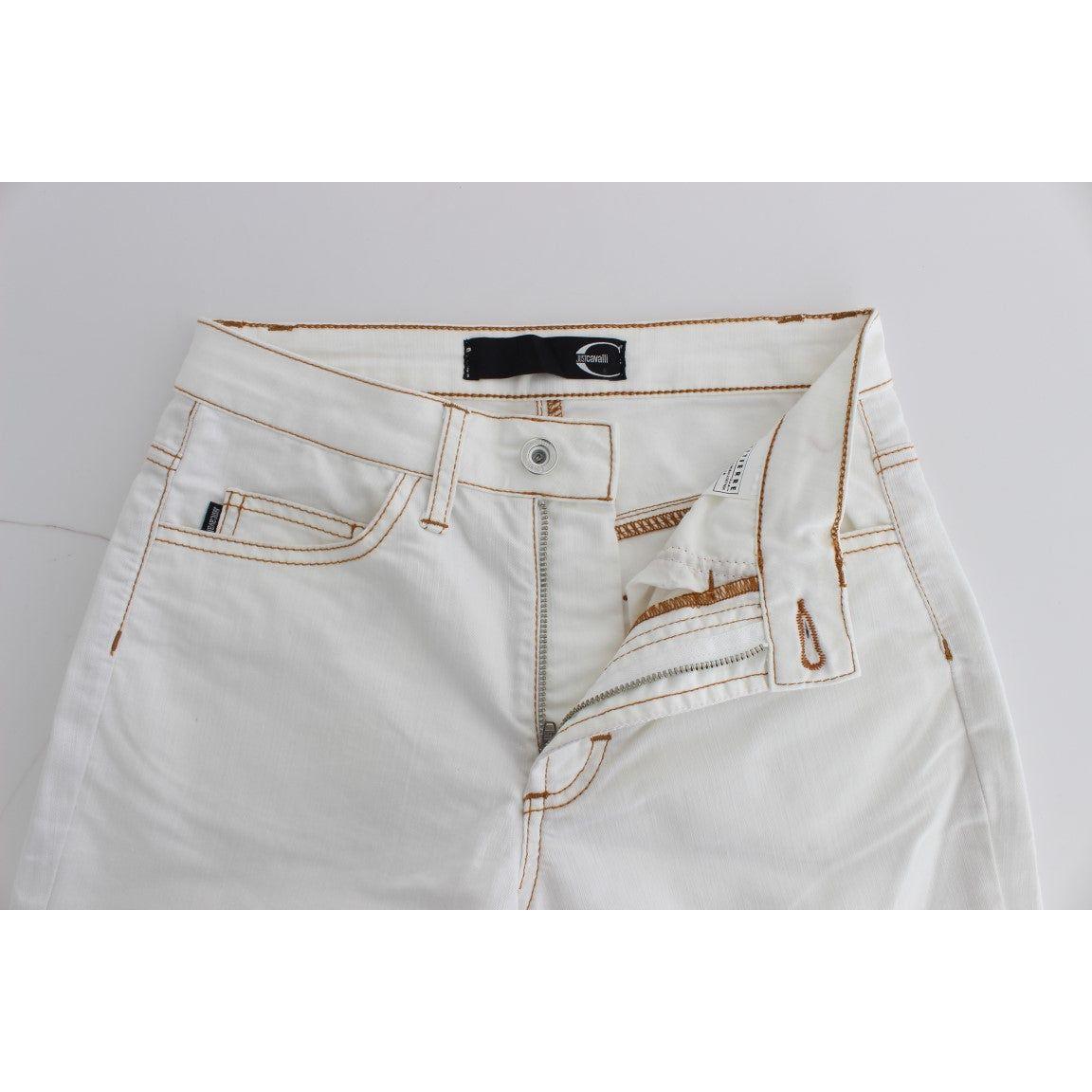 بنطلون جينز كافالي شيك أبيض بقصّة Slim Fit