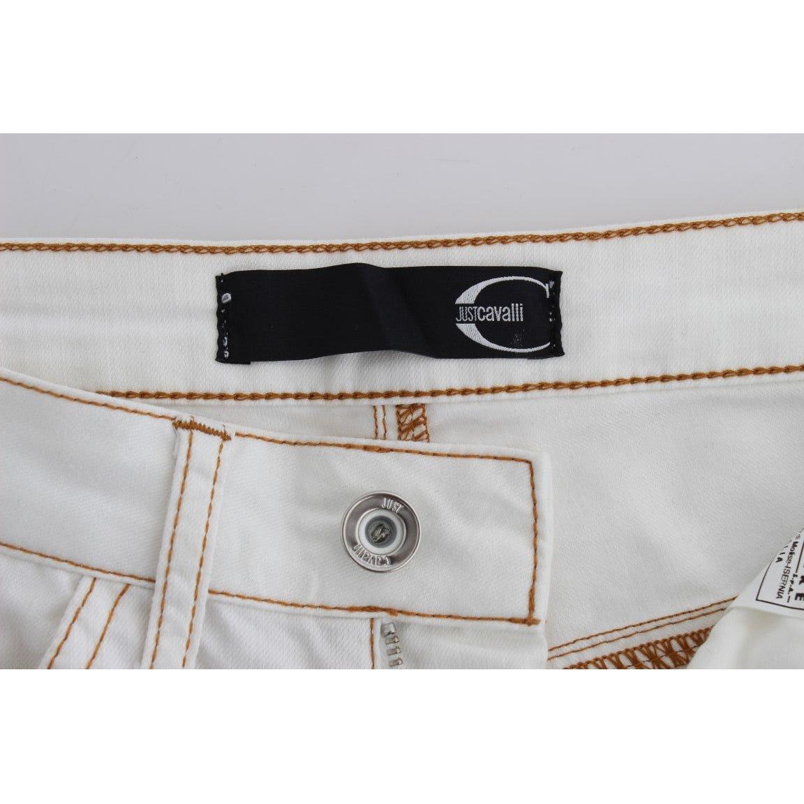 بنطلون جينز كافالي شيك أبيض بقصّة Slim Fit