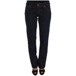 Cavalli Blue Cotton Straight Fit Stretch Jeans