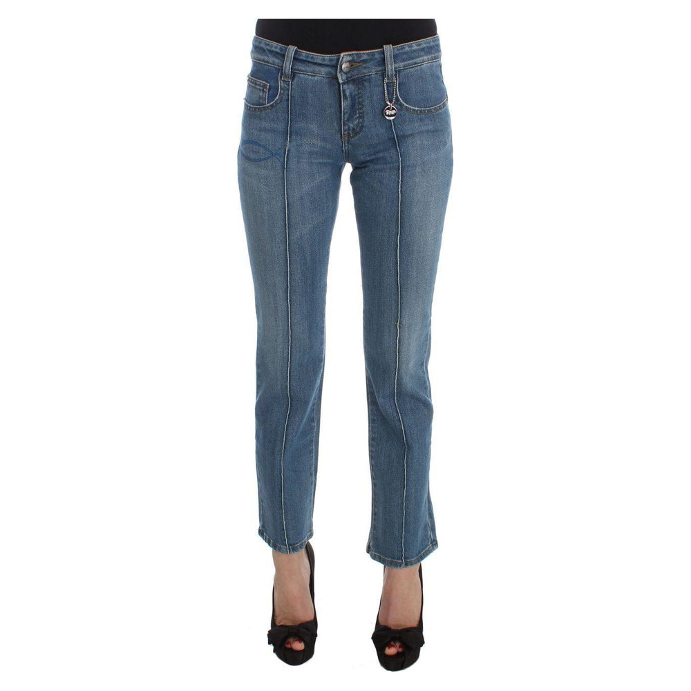 Costume National Blue Cotton Slim Fit Cropped Jeans Jeans & Pants