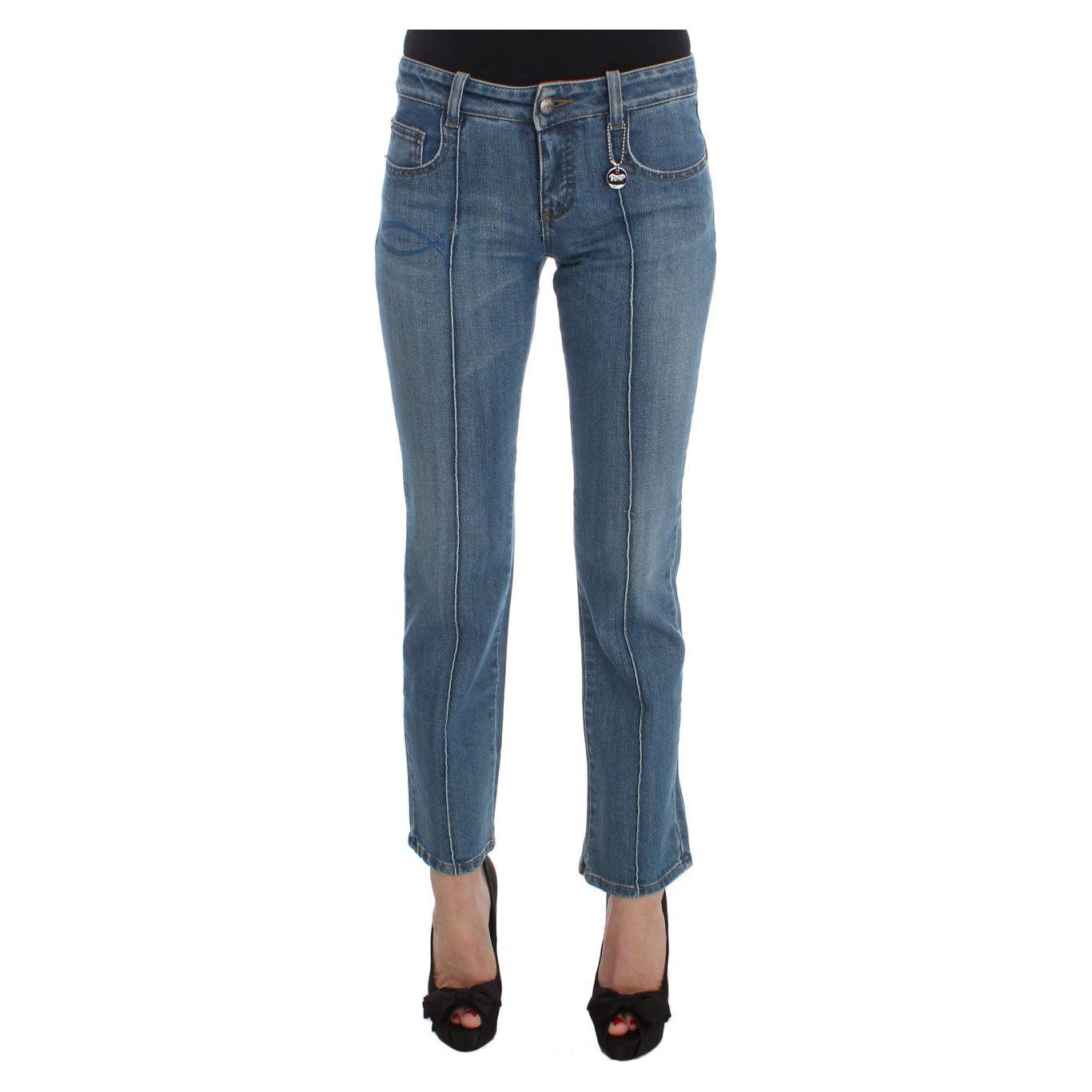 Costume National Blue Cotton Slim Fit Cropped Jeans Jeans & Pants