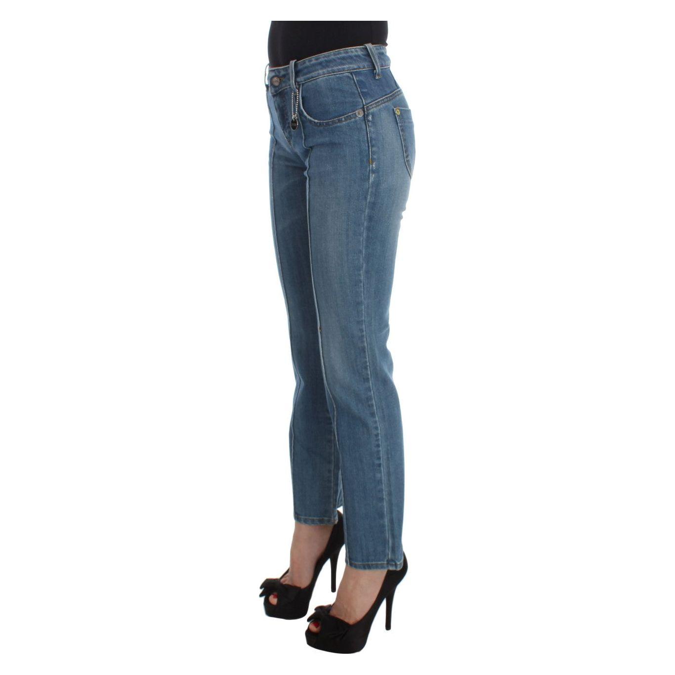 Costume National Blue Cotton Slim Fit Cropped Jeans Jeans & Pants