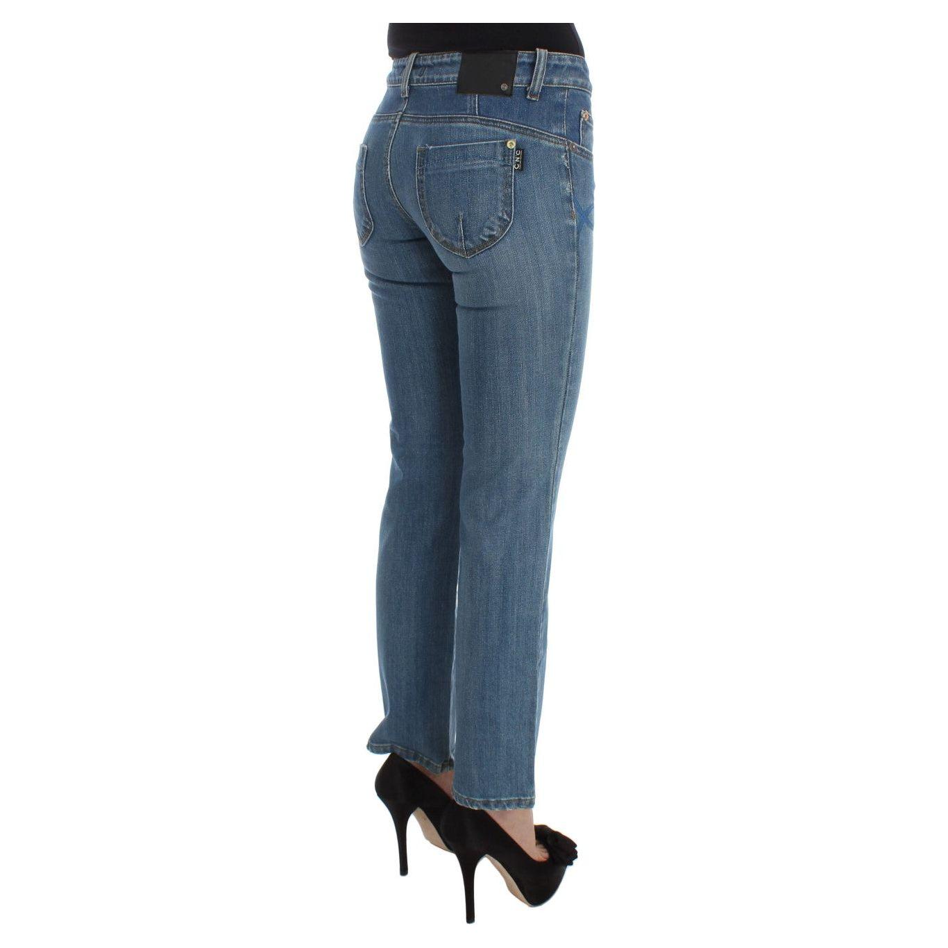 Costume National Blue Cotton Slim Fit Cropped Jeans Jeans & Pants
