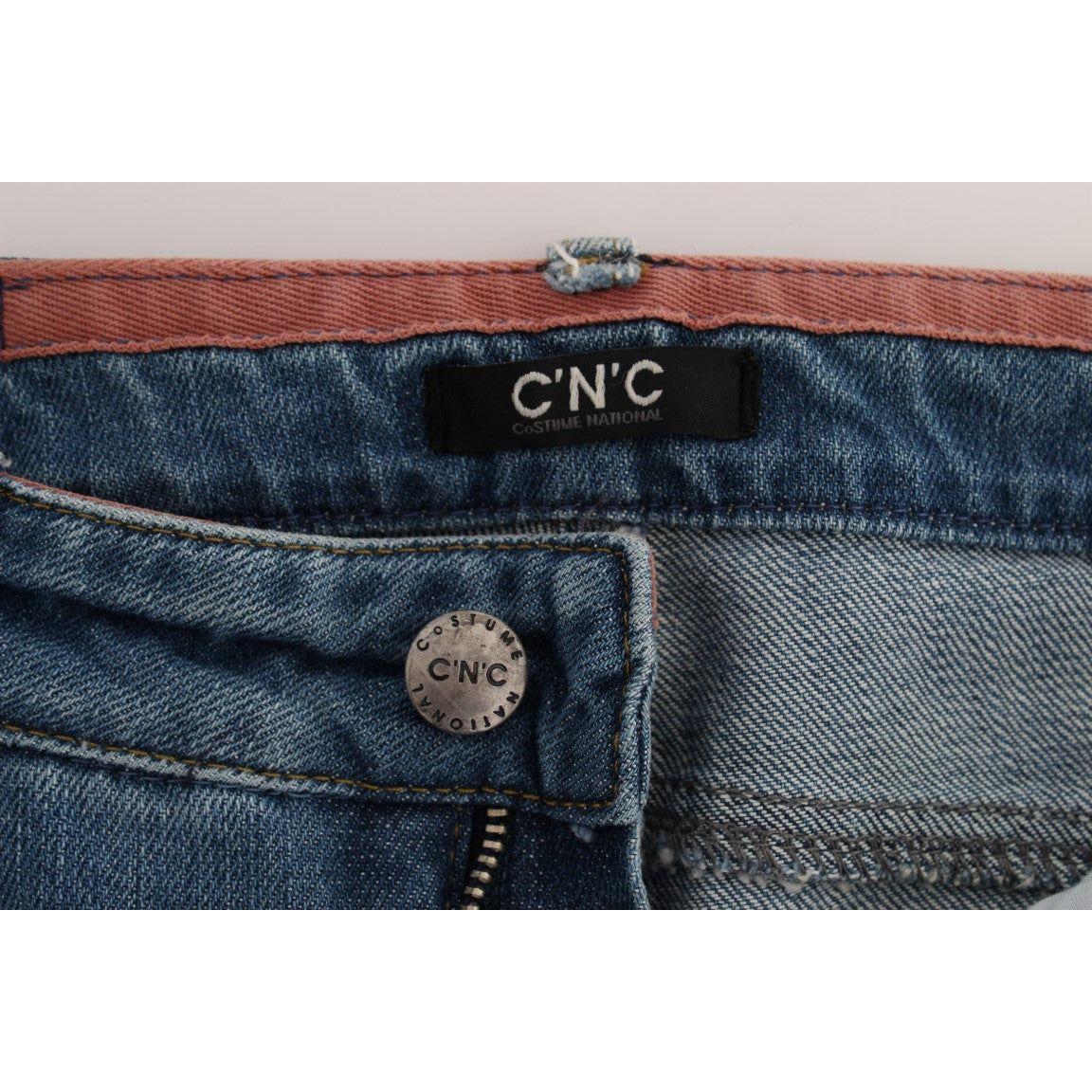 Costume National Blue Cotton Slim Fit Cropped Jeans Jeans & Pants