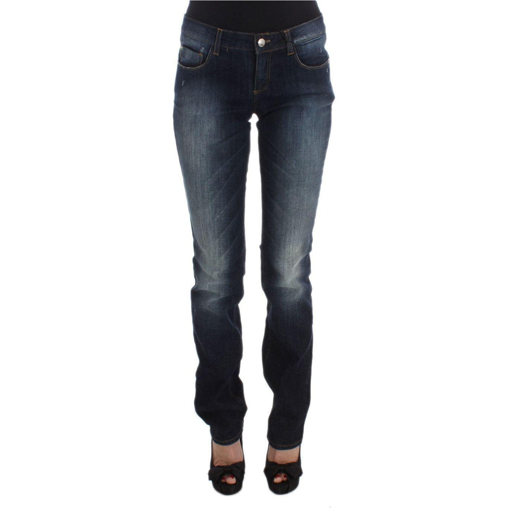 Costume National Blue Cotton Slim Fit Bootcut Jeans Jeans & Pants