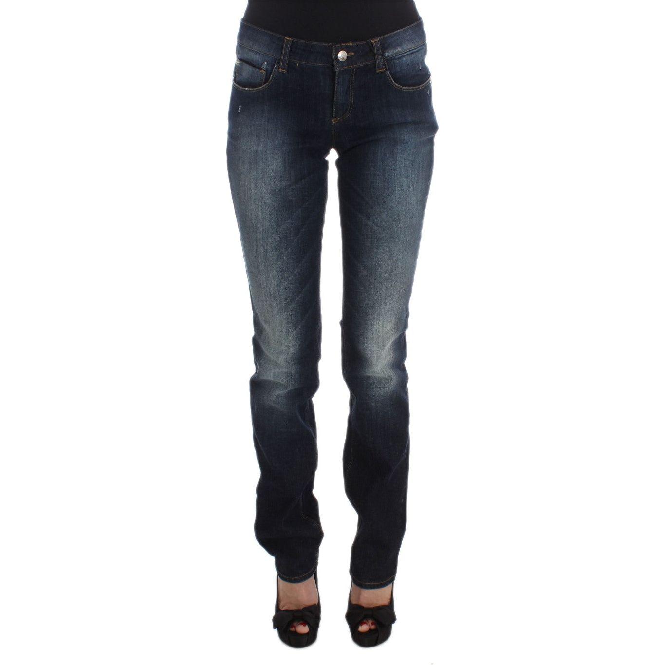 Costume National Blue Cotton Slim Fit Bootcut Jeans Jeans & Pants