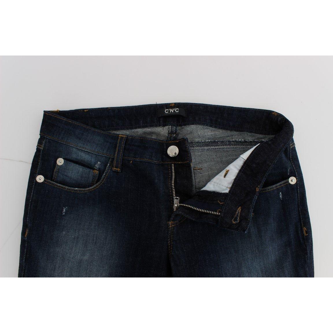 Costume National Blue Cotton Slim Fit Bootcut Jeans Jeans & Pants