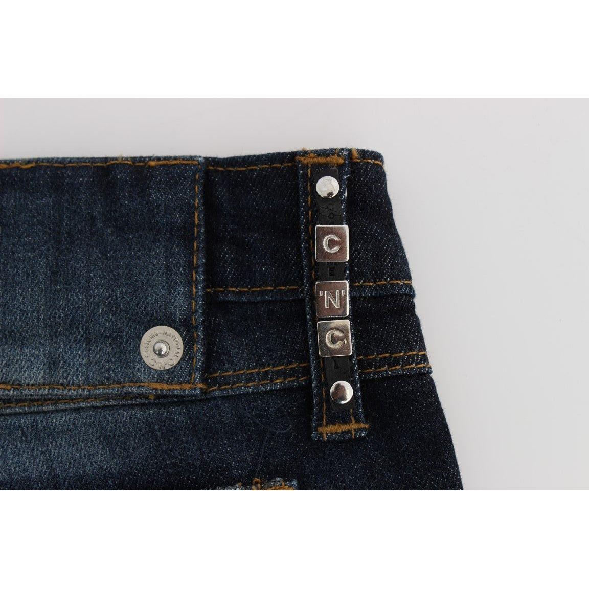 Costume National Blue Cotton Slim Fit Bootcut Jeans Jeans & Pants