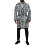 Dolce & Gabbana Blue Floral Cotton Robe Coat Jacket