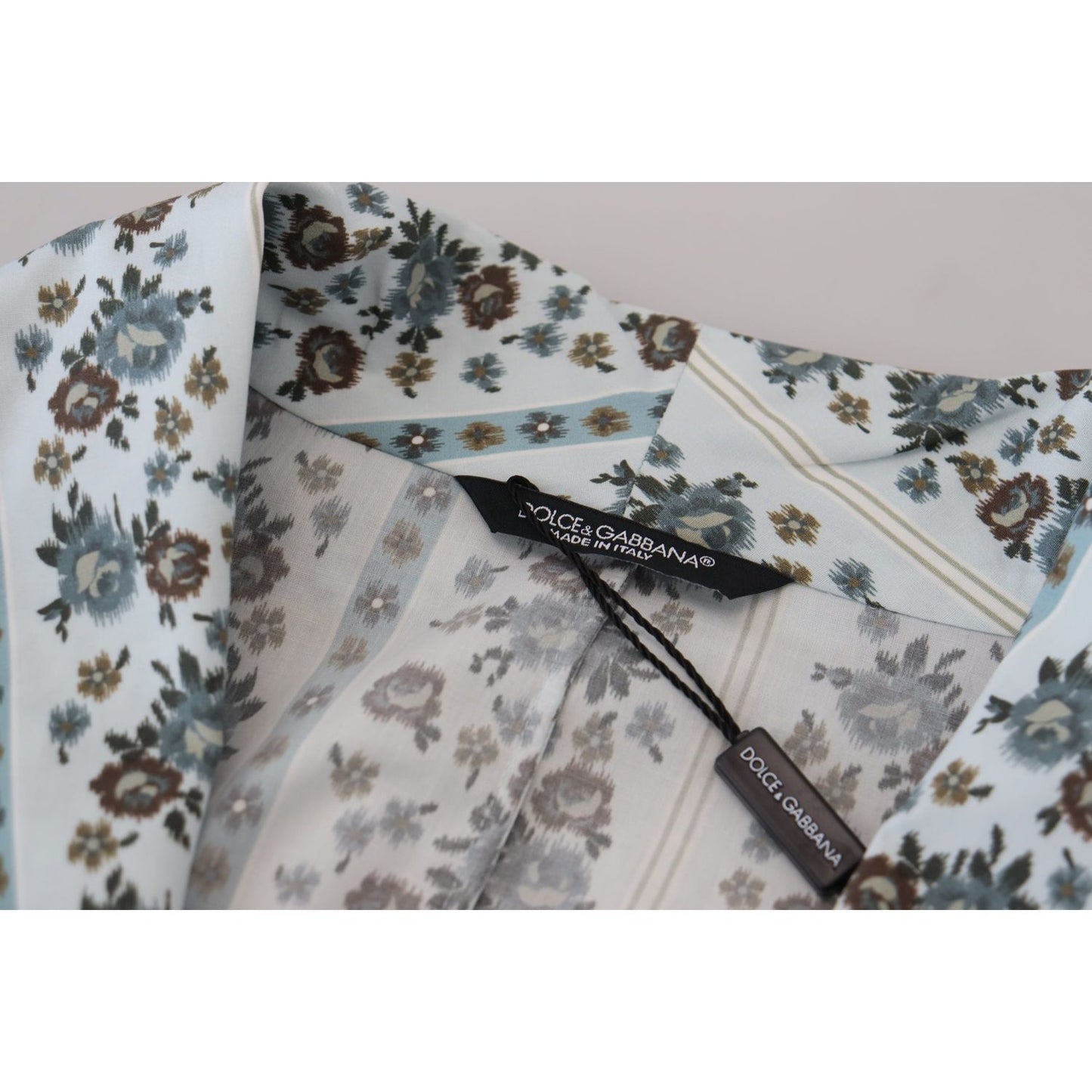 Dolce & Gabbana Blue Floral Cotton Robe Coat Jacket