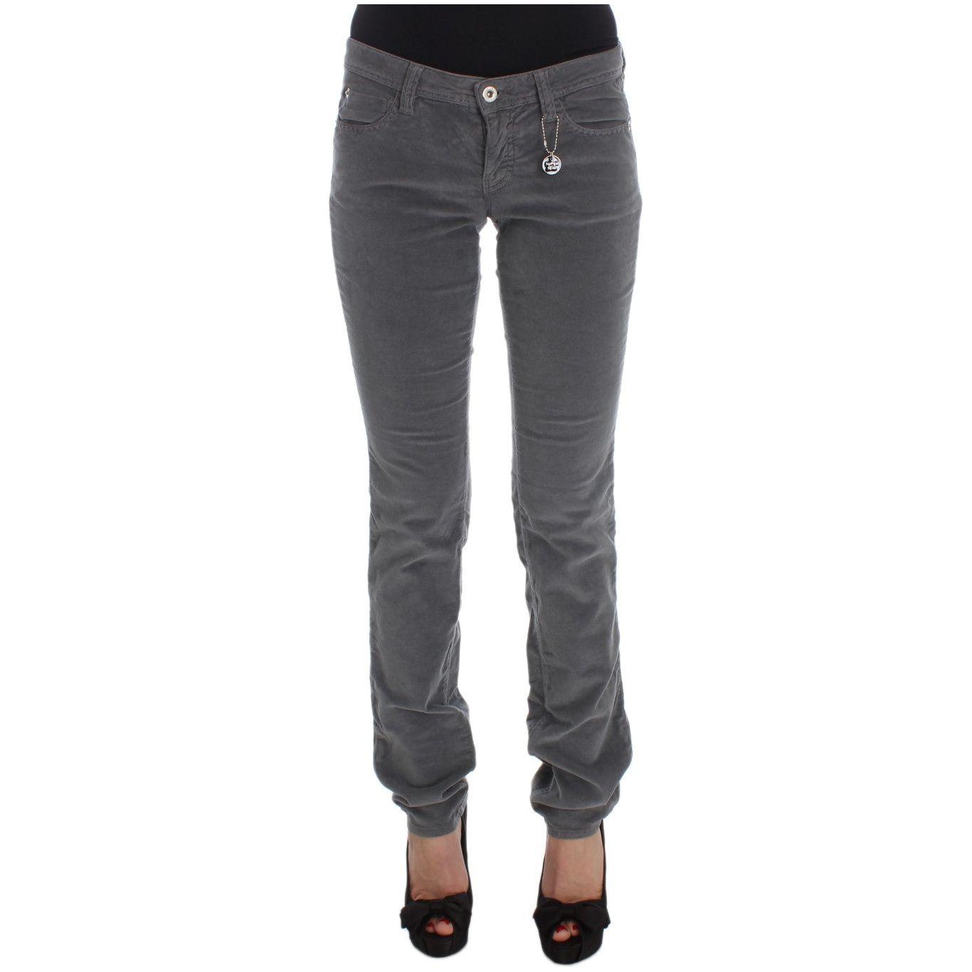 Costume National Gray Cotton Super Slim Corduroys Jeans SIG32591-1