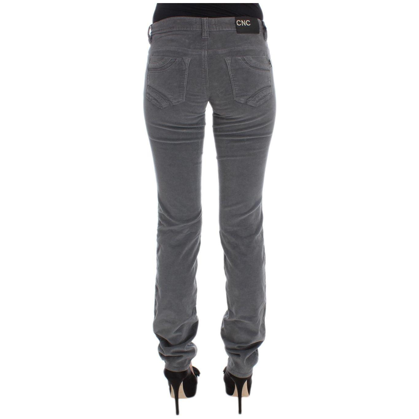Costume National Gray Cotton Super Slim Corduroys Jeans SIG32591-1