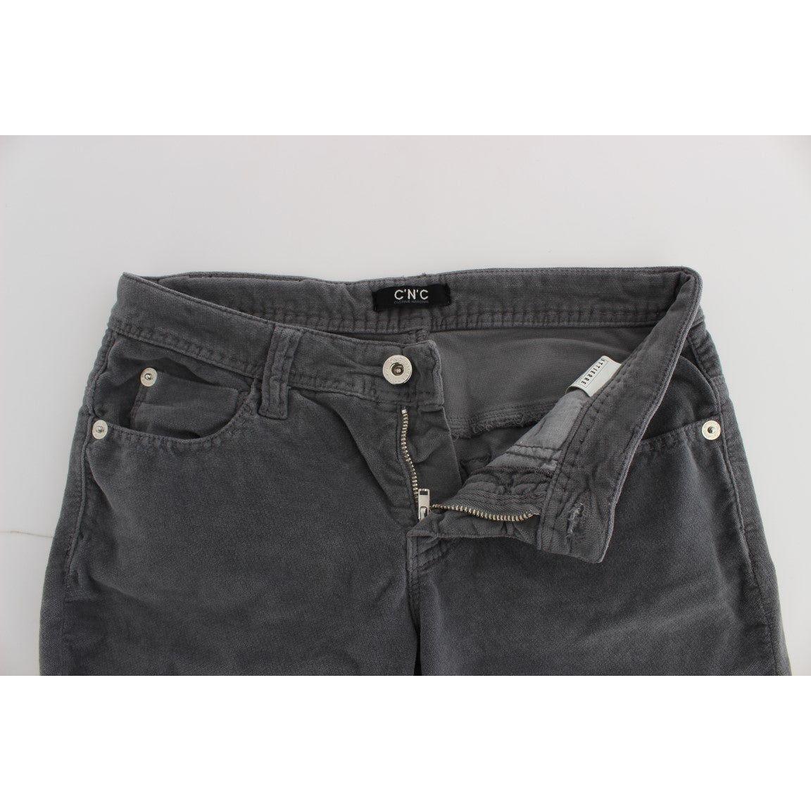 Costume National Gray Cotton Super Slim Corduroys Jeans SIG32591-1