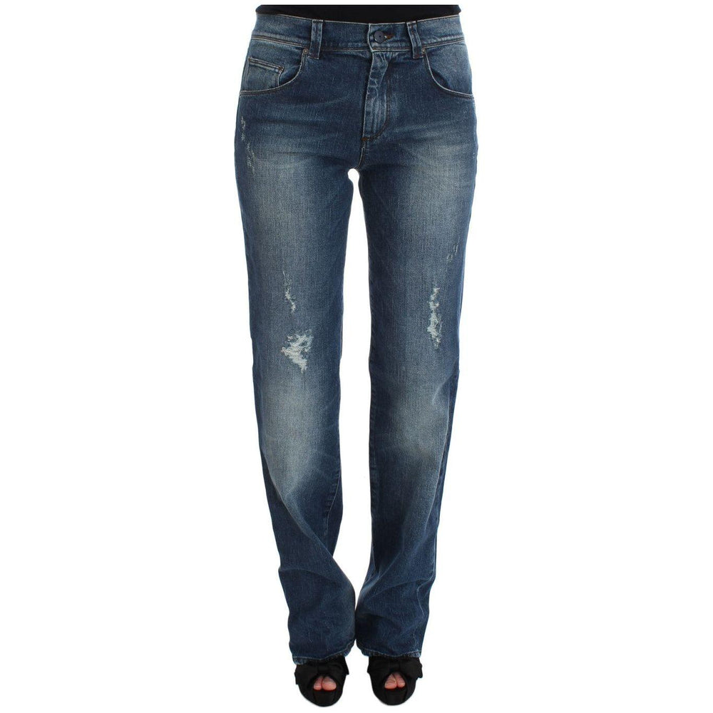 Ermanno Scervino Blue Wash Cotton Blend Slim Fit Jeans