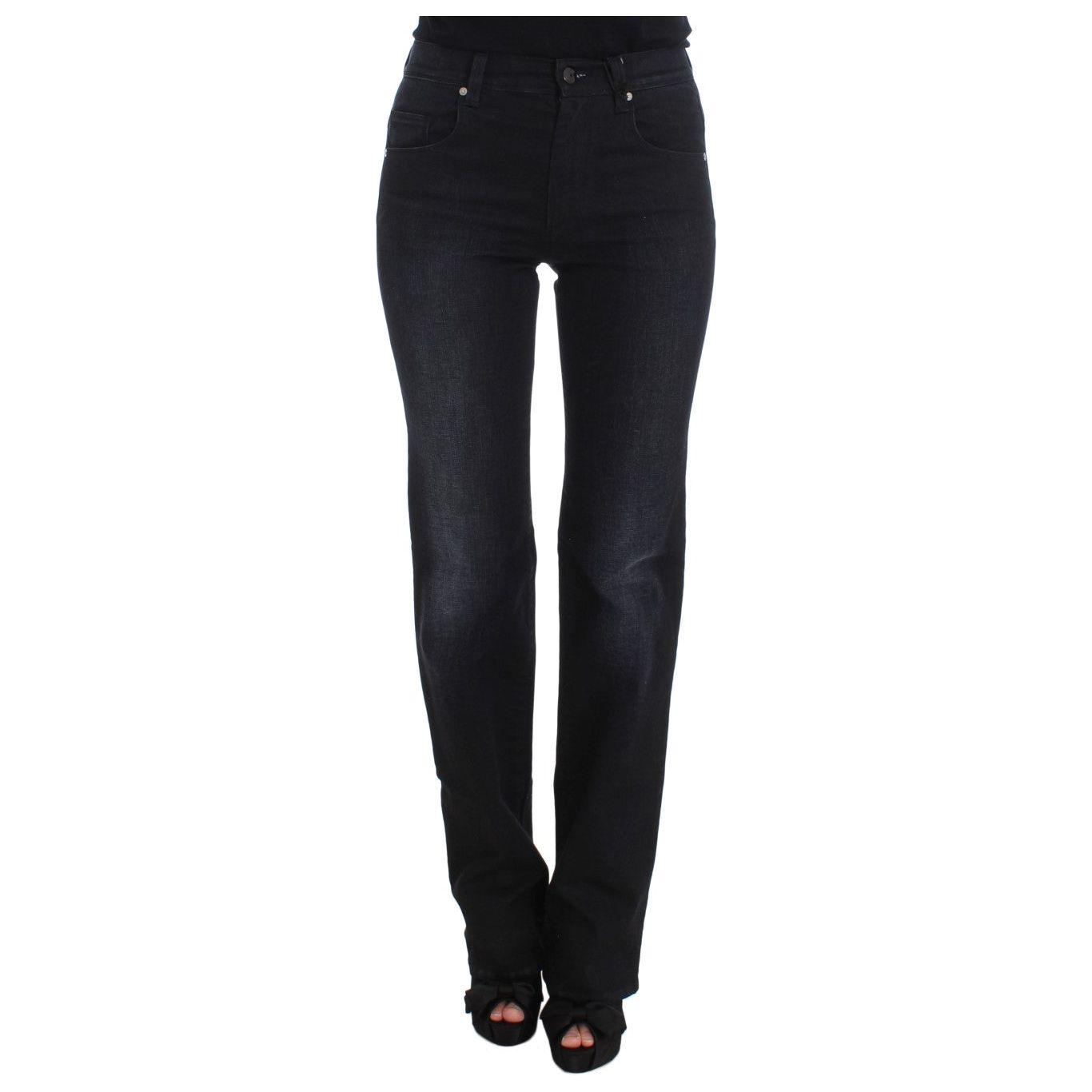 Ermanno Scervino Blue Cotton Blend Slim Fit Bootcut Jeans