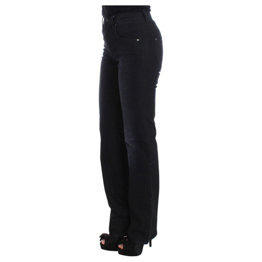 Ermanno Scervino Blue Cotton Blend Slim Fit Bootcut Jeans Jeans & Pants
