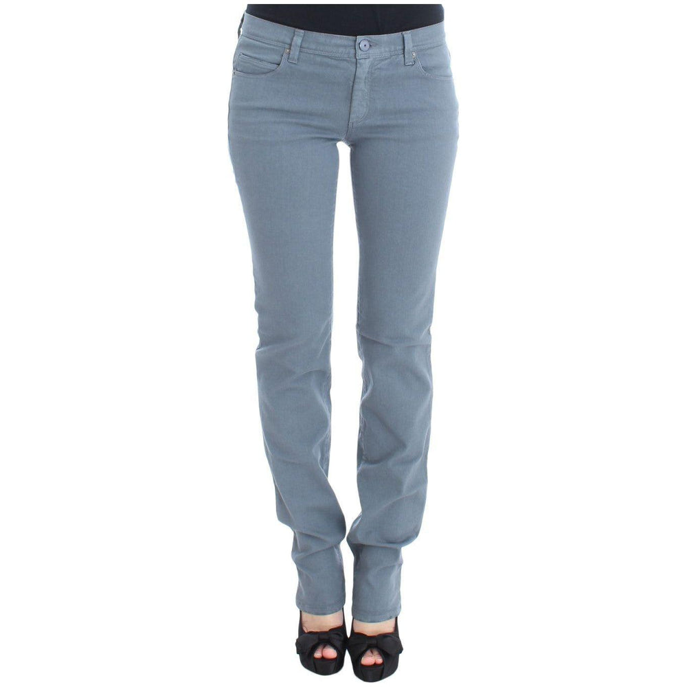 Ermanno Scervino Blue Cotton Blend Slim Fit Bootcut Jeans Jeans & Pants