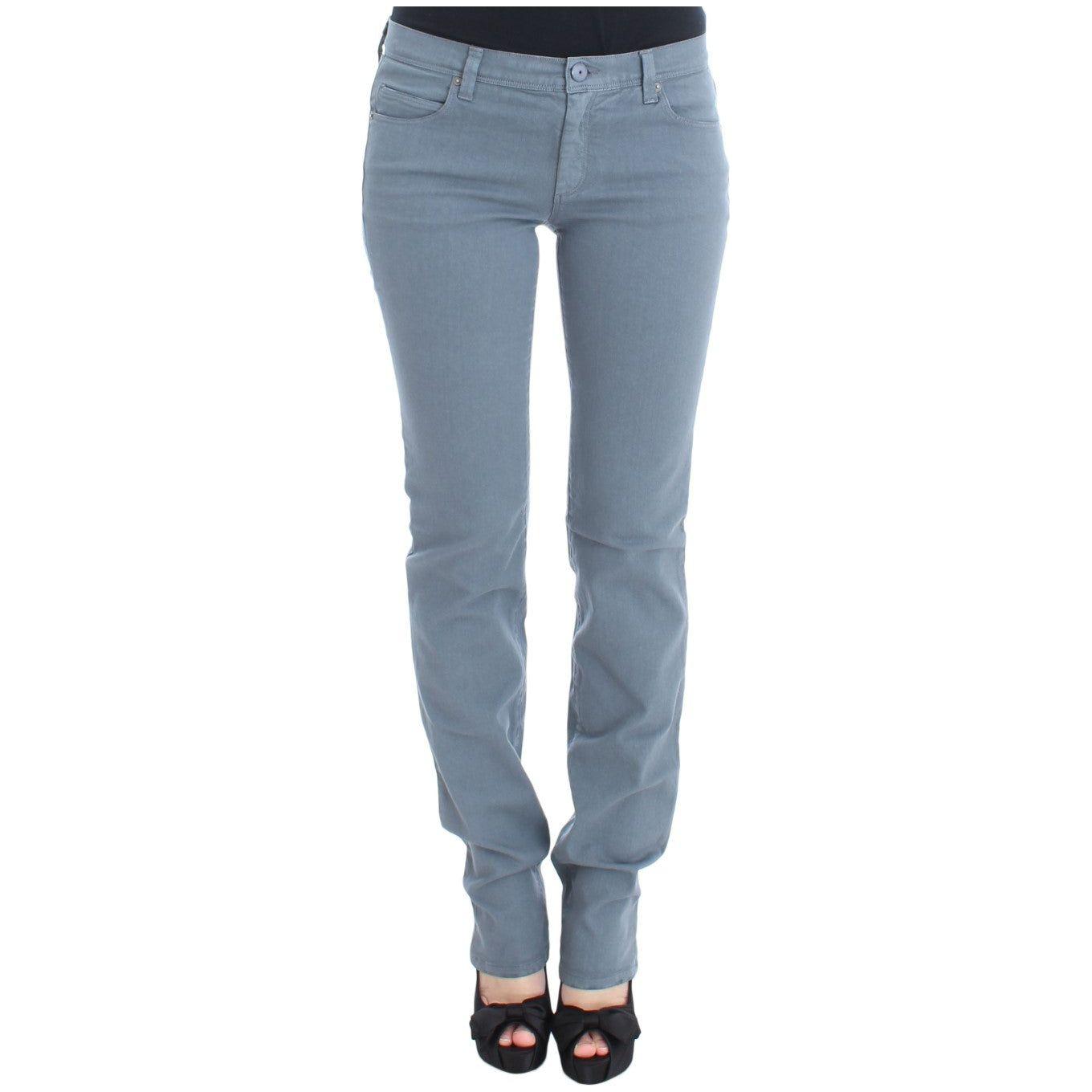 Ermanno Scervino Blue Cotton Blend Slim Fit Bootcut Jeans Jeans & Pants