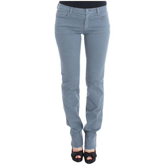 Ermanno Scervino Blue Cotton Blend Slim Fit Bootcut Jeans Jeans & Pants