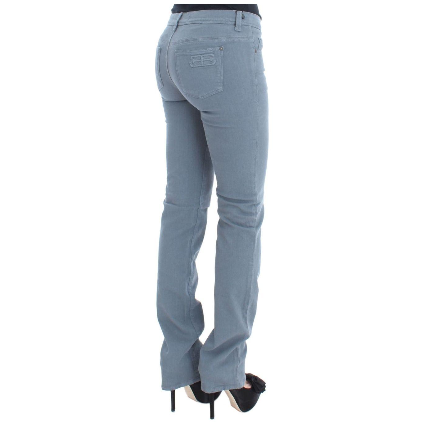Ermanno Scervino Blue Cotton Blend Slim Fit Bootcut Jeans Jeans & Pants