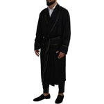 Dolce & Gabbana Black 100% Silk Robe Coat Wrap Jacket